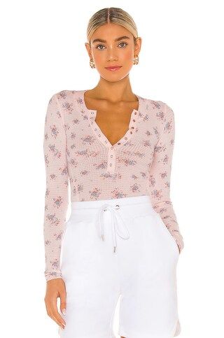 Free People One of The Girls Printed Henley in Light Pink Combo from Revolve.com | Revolve Clothing (Global)