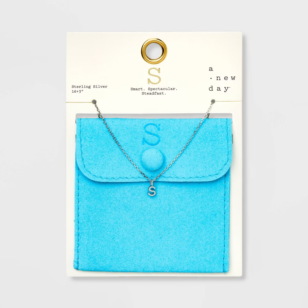 Sterling Silver Initial 'S' Pendant Necklace - A New Day™ Silver | Target