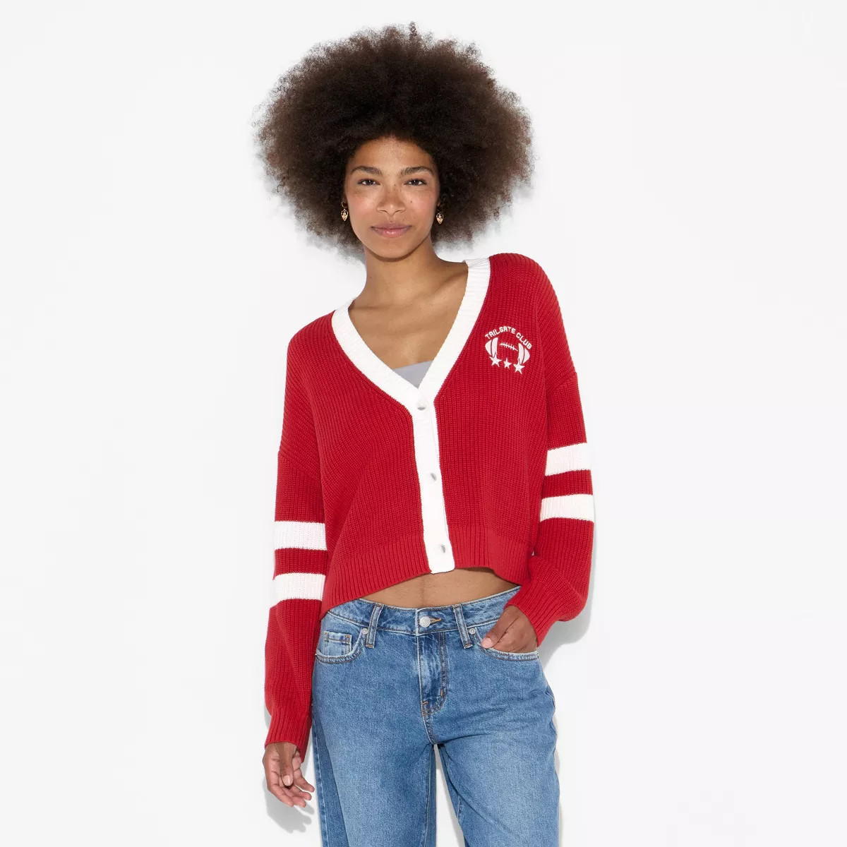 Women's Game Day V-Neck Button-Front Cardigan - Wild Fable™ Crimson M | Target