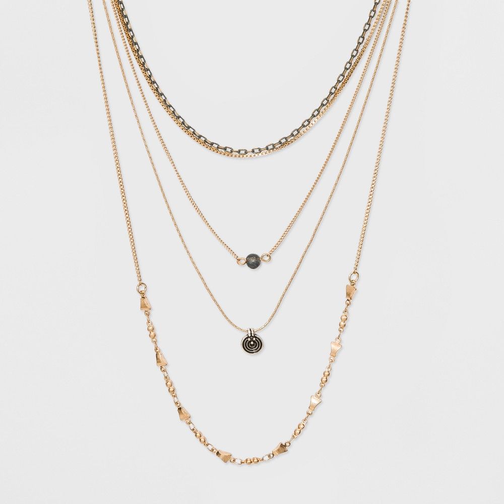 Multi Row Layered Necklace - Universal Thread Gold, Women's, Size: Small | Target