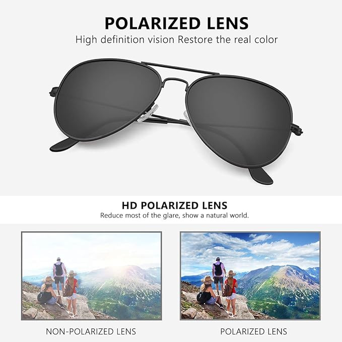 Livhò Sunglasses for Men Women Aviator Polarized Metal Mirror UV 400 Lens Protection | Amazon (US)
