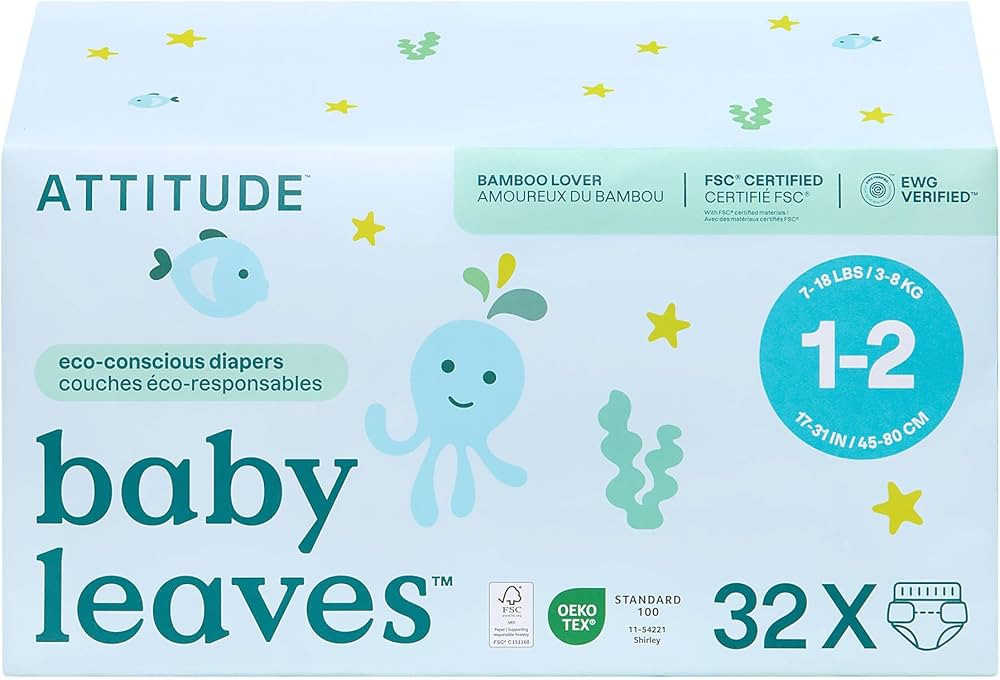 ATTITUDE Eco-Conscious Disposable Diapers, EWG Verified, Size 1/2 (7-17 lbs), Ultra Absorbent for... | Amazon (CA)