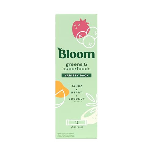 Bloom Nutrition Superfood Greens Powder Stick Packs, Digestive Enzymes with Probiotics and Prebiotics, Gut Health, Bloating Relief for Women, Chlorella, Green Juice Mix, 12 SVG, Variety | Amazon (US)