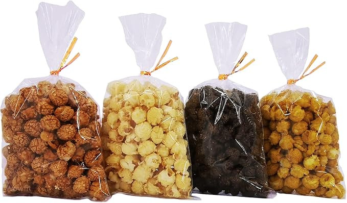 Wowfit 50 CT 6" x 10" Clear Flat Cellophane Treat Bags with 6" Gold Twist Ties, Cello Packaging f... | Amazon (US)
