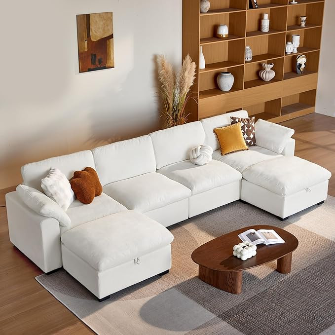 WEUP 160" Oversized Cloud Modular Sectional Sofa for Living Room, U Shaped Cloud Couch with Stora... | Amazon (US)