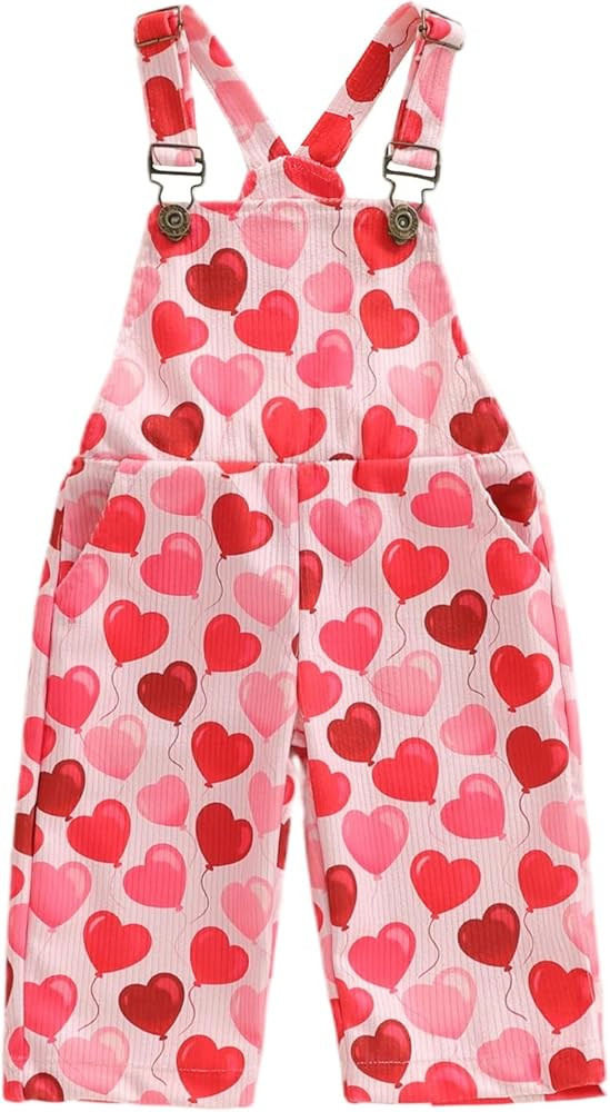 Dewadbow Toddler Baby Boy Girl Heart Valentine’s Day Corduroy Suspender Pants Bib Overalls Litt... | Amazon (US)