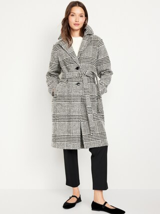 Belted Plaid Overcoat for Women | Old Navy (CA)