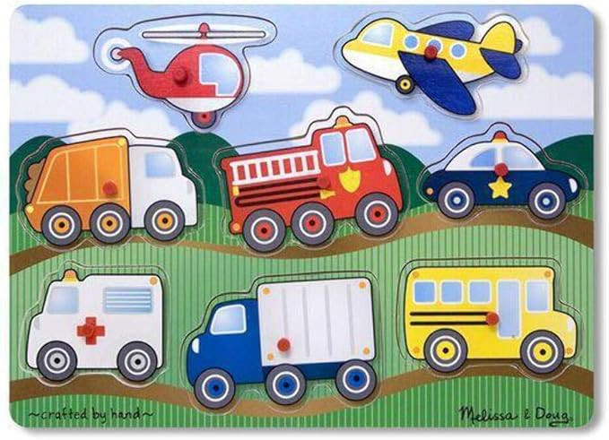 Melissa & Doug Vehicles Wooden Peg Puzzle (8 pcs) | Amazon (US)