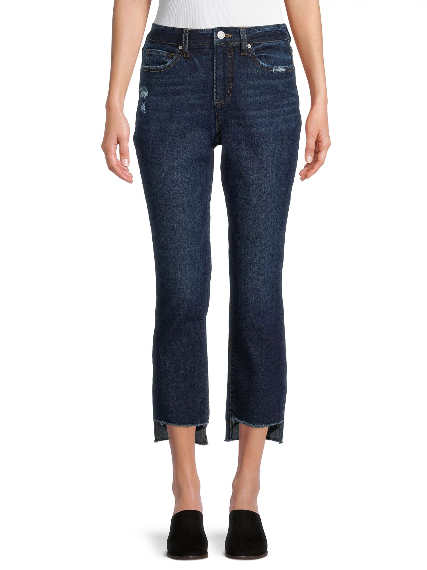 Time and Tru Women's Straight Cropped Jeans with Step Hem - Walmart.com | Walmart (US)