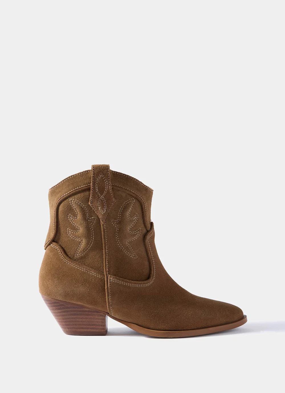 Carly Neutral Suede Cowboy Boots | Mint Velvet