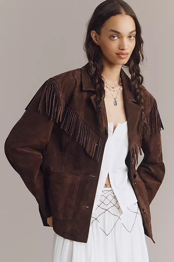 Down to Earth Faux-Suede Fringe Jacket | Anthropologie (US)