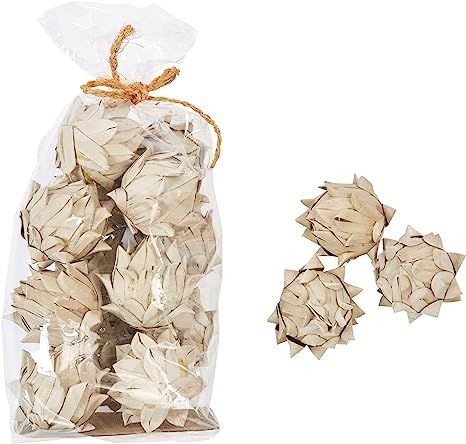 Creative Co-Op Approximately 3" H Handmade Dried Natural Leaf Bag (Contains 13 Pieces) Palm Lead ... | Amazon (US)