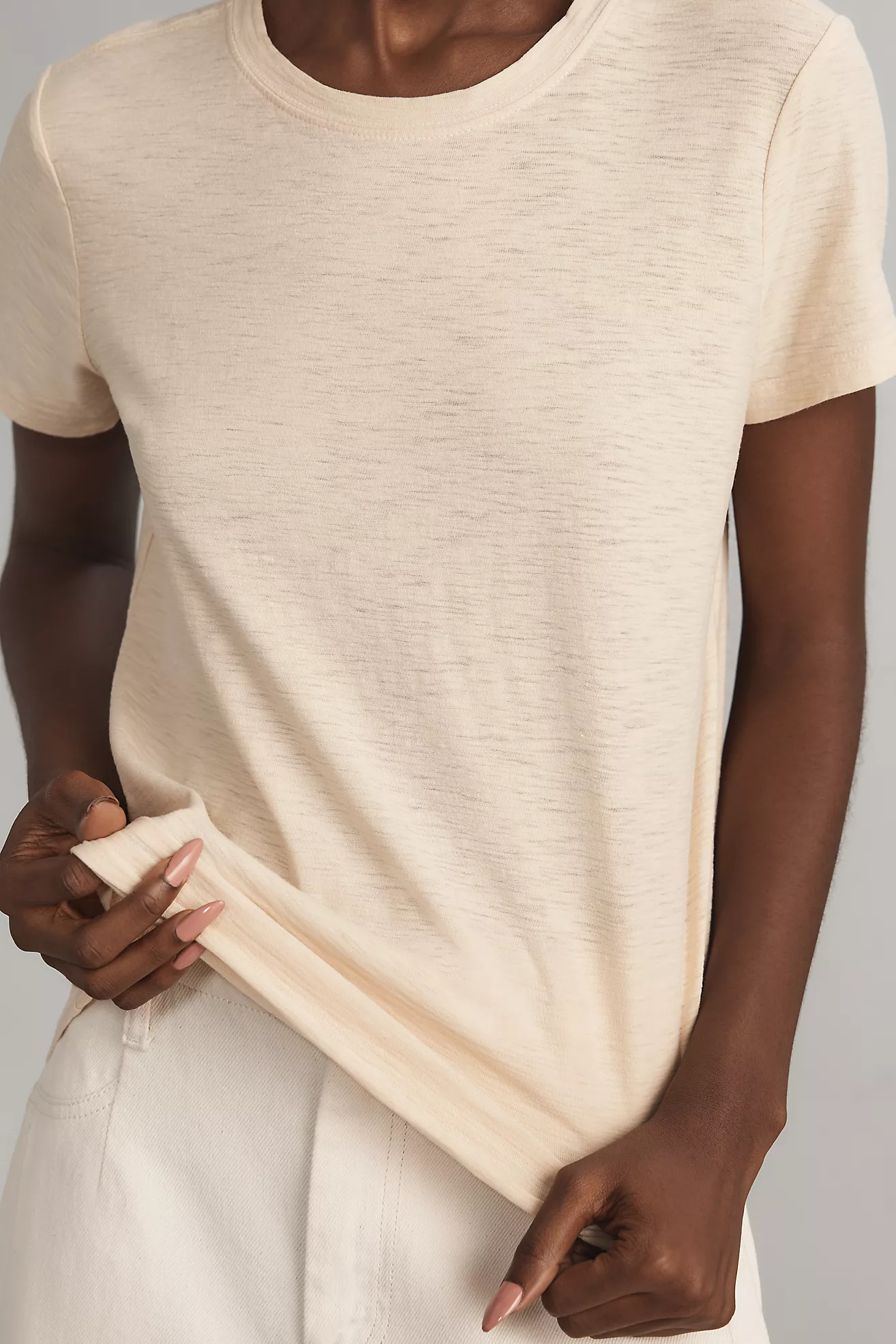 The Bennie Cotton Slub Crew-Neck Slim Tee by Pilcro | Anthropologie (US)
