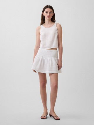 Cotton Gauze Denim Smocked Waist Mini Skort | Gap (US)