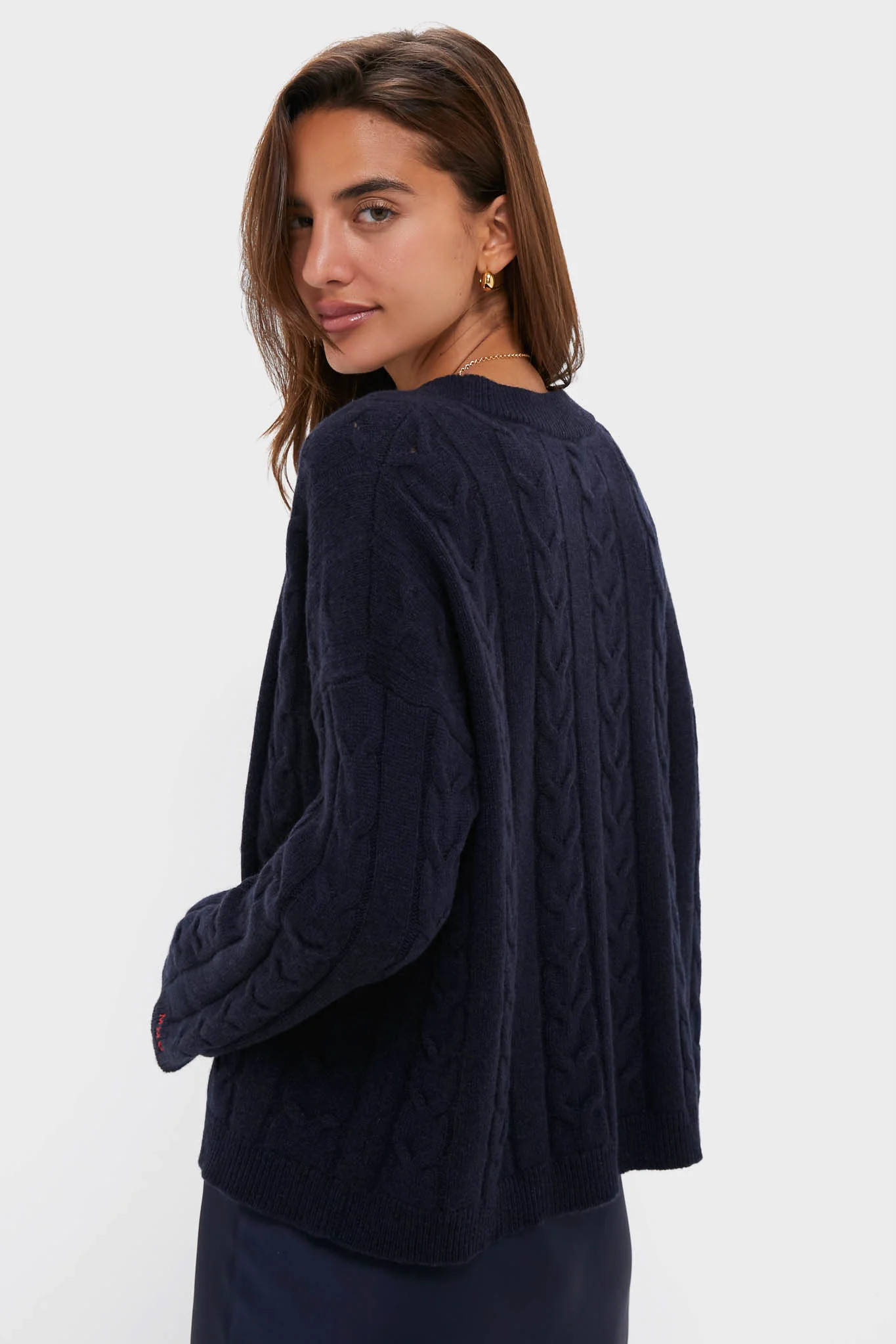 Shadow Gray Cashmere Eloise Cable Knit Sweater | Tuckernuck (US)