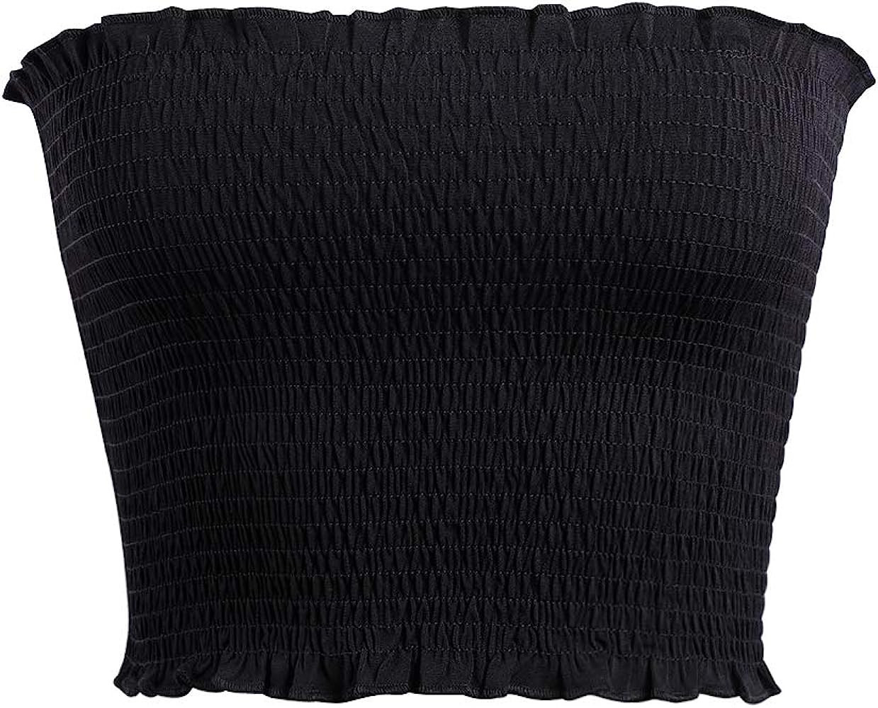 Women’s Strapless Pleated Sexy Tube Crop Tops | Amazon (US)