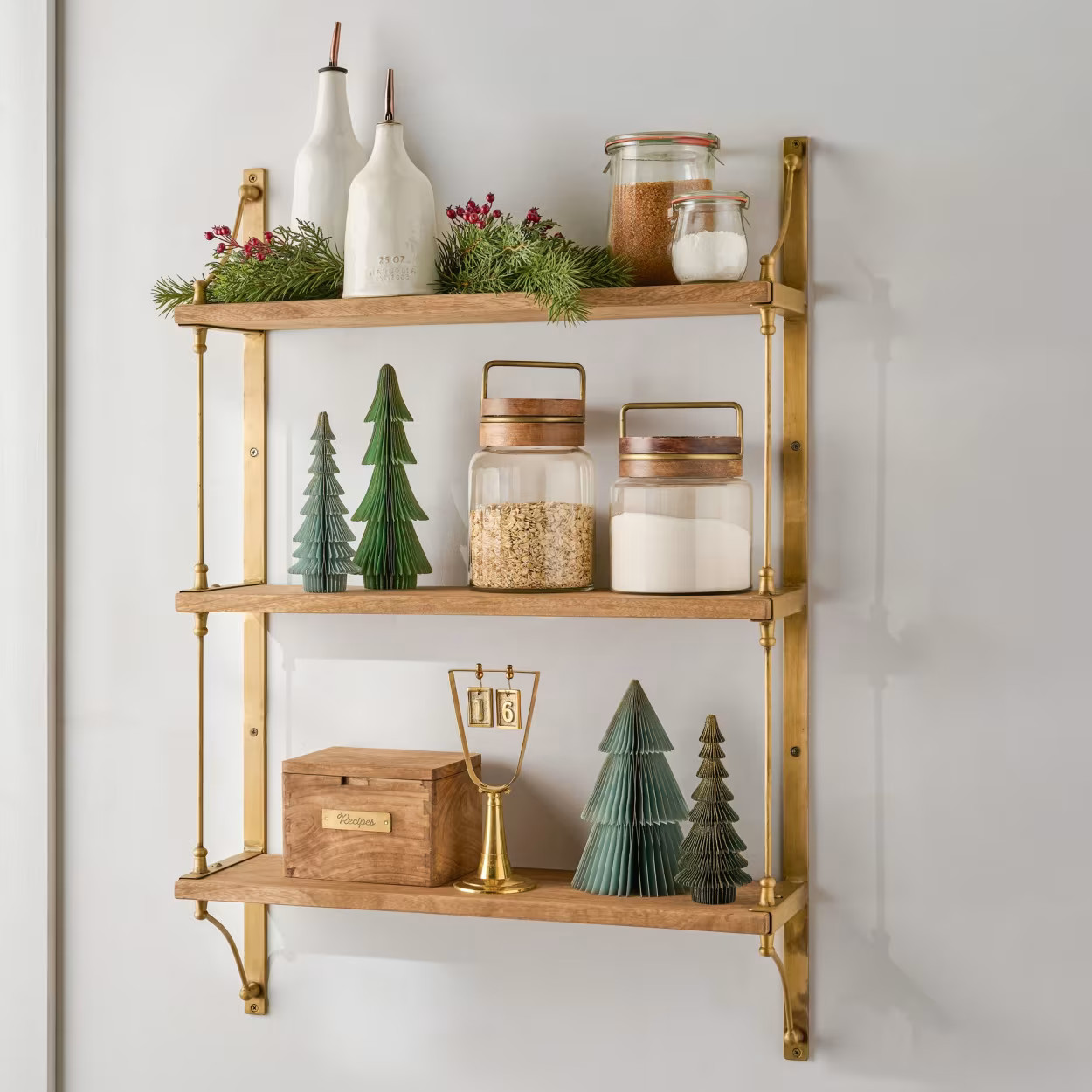 Triple Parker Brass and Wood Shelf | Magnolia