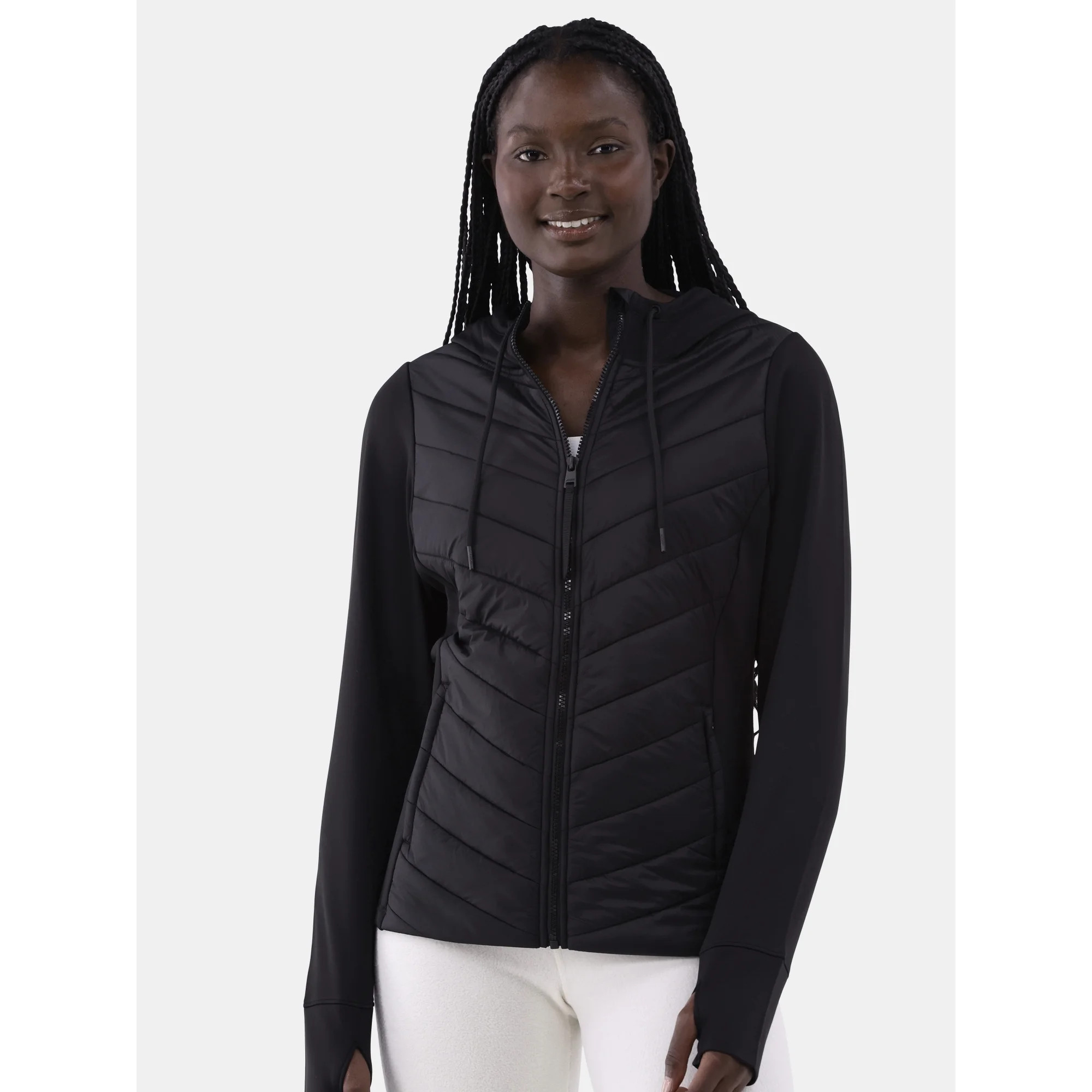 Avia Women's Chevron Quilt Hybrid Jacket with Zip Pockets, Sizes XS-XXXL | Walmart (US)