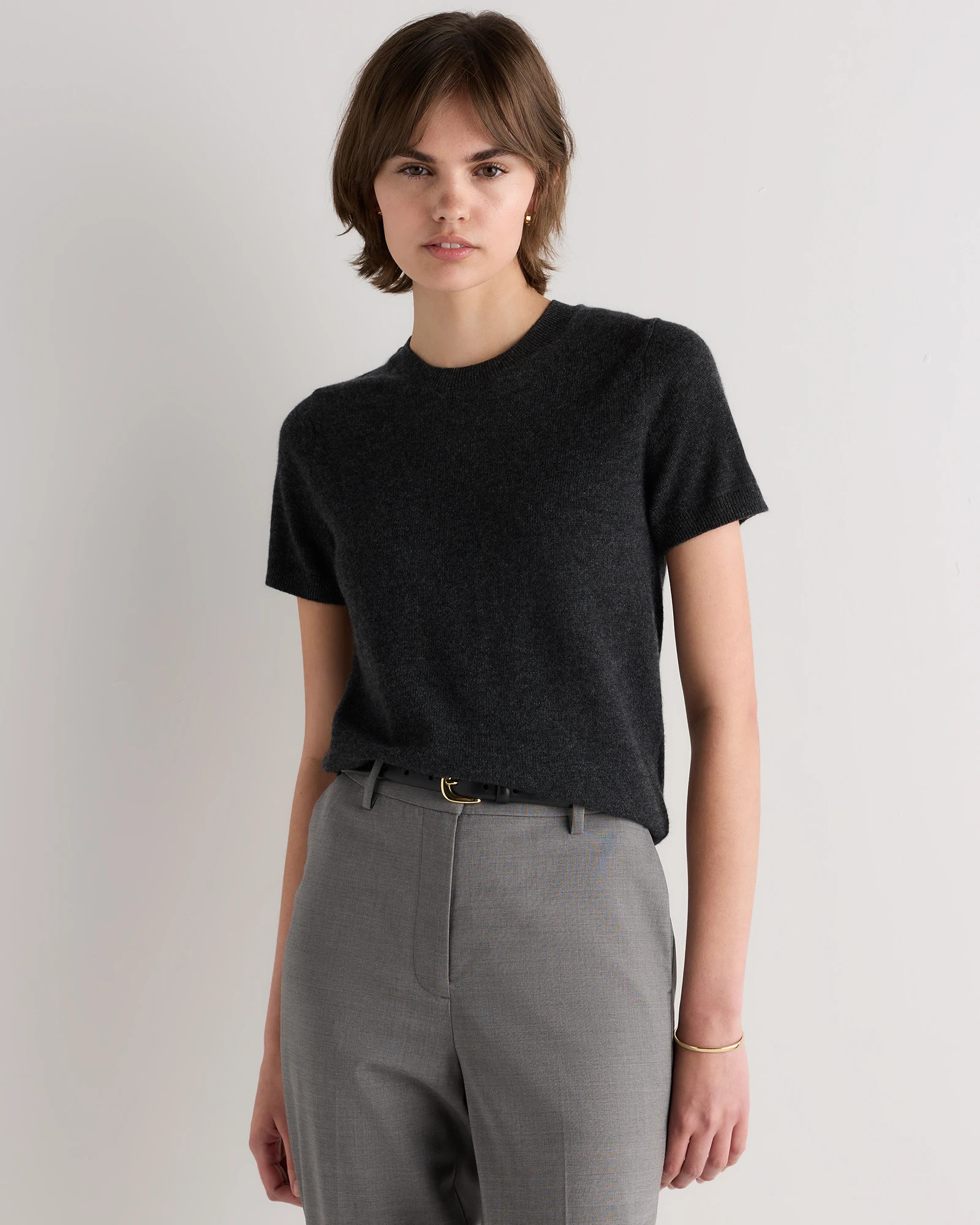 Quince | Women's Mongolian Cashmere T-Shirt in Brown, Size XS | Quince