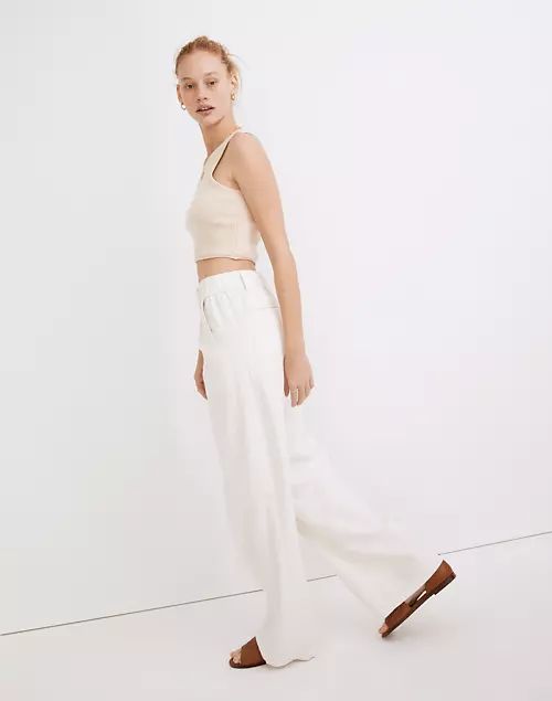 Cotton-Linen Pleated Wide-Leg Pants | Madewell