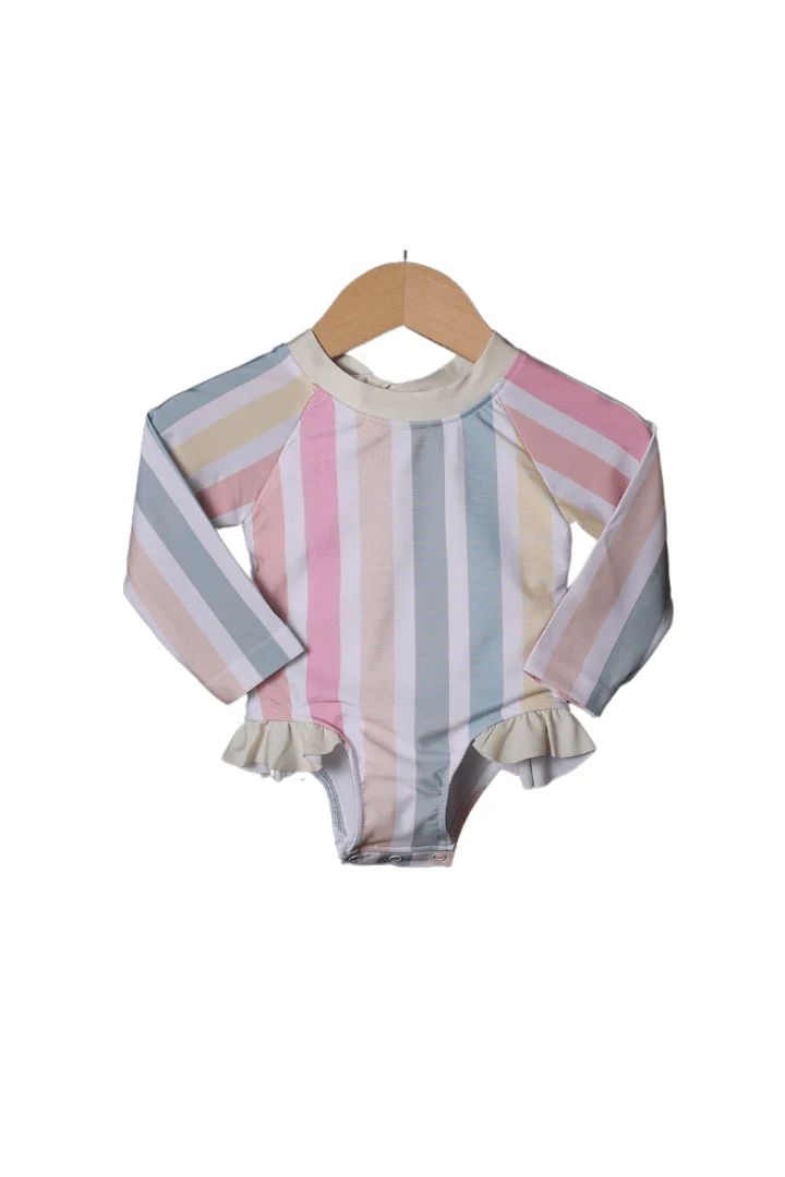 Sunny Stripes Swimsuit | The Smocked Flamingo