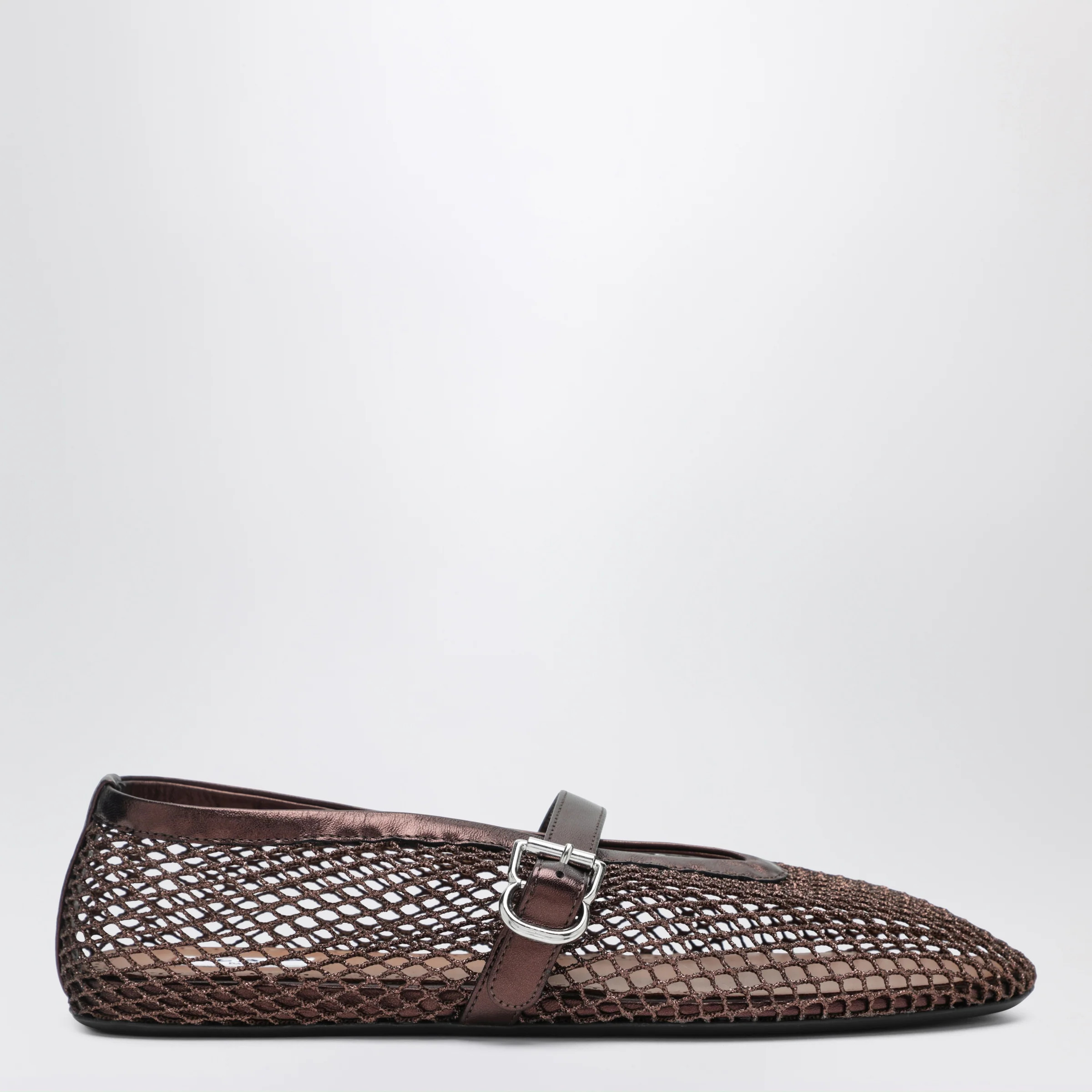 Flat ballerinas in bronze laminated mesh | The Double F
