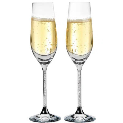 Matashi Crystal Champagne Flutes Glasses Set - 8 Oz Lead-Free Crystal Sparkling Wine Wedding Glasses With Clear Crystals Filled Stems, Elegant Fluted | Wayfair North America