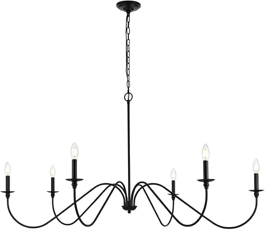 Rohan 54" 6-Light Transitional Metal Chandelier in Matte Black | Amazon (US)