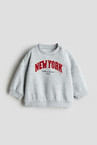 H & M - Motif-Detail Brushed-Inside Sweatshirt - Gray | H&M (US + CA)