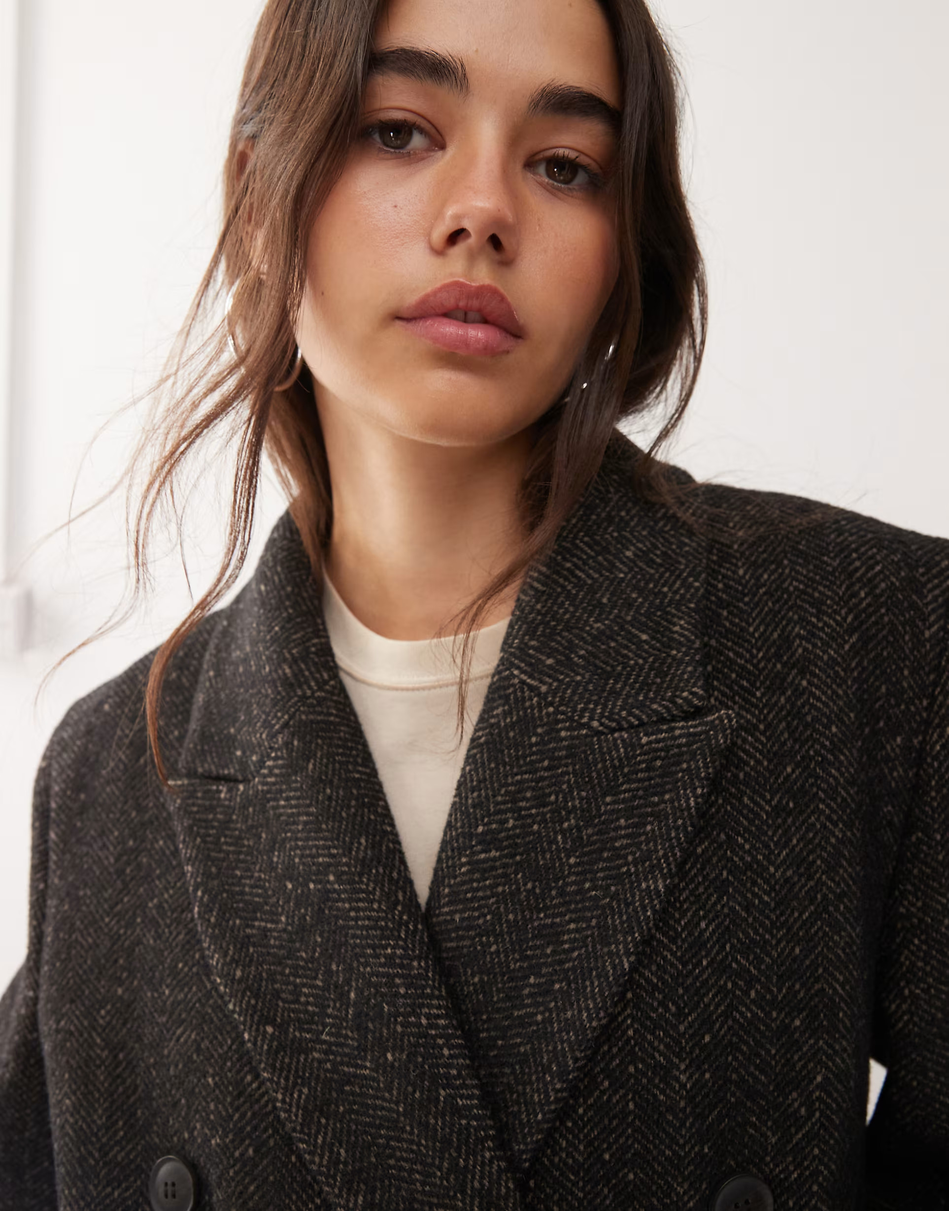 Weekday Logan wool blend oversized coat in mole herringbone | ASOS (Global)