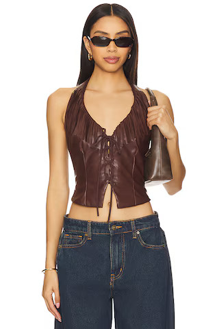 superdown Kay Faux Leather Top in Brown from Revolve.com | Revolve Clothing (Global)