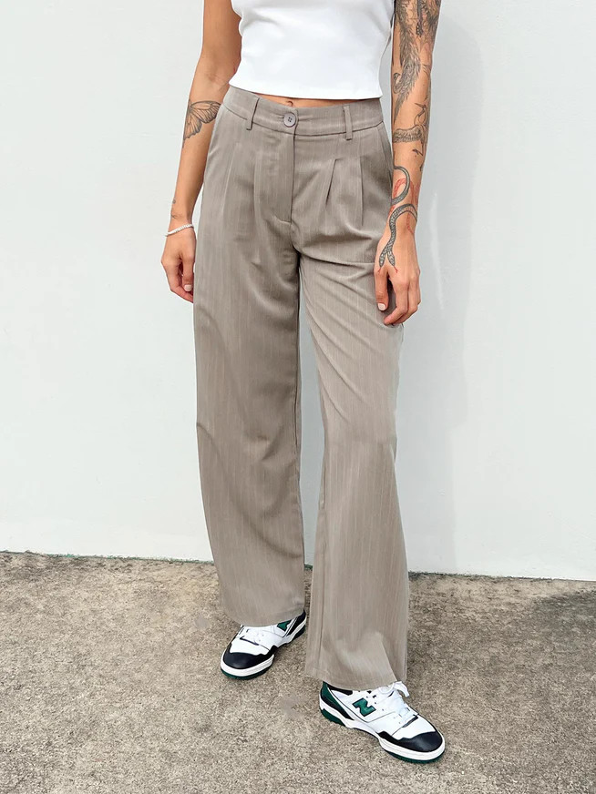 Archer Pants Pinstripe Beige | Princess Polly US