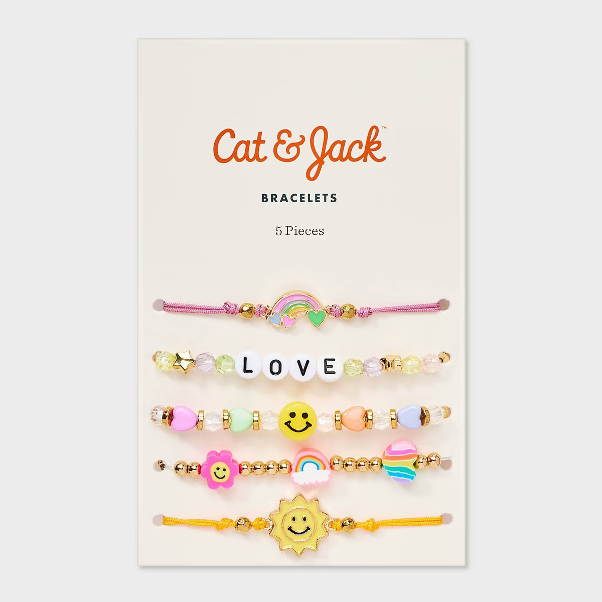Girls' 5pk LOVE with Smileys and Rainbows Bracelet Set - Cat & Jack™️ | Target