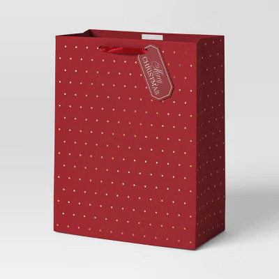Christmas Legacy Luxe Gift Bag Extra Large Cub Gold Dots on Red - Wondershop™ | Target