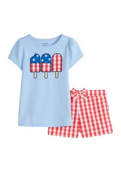Crown & Ivy™ Baby Girls Patriotic Graphic T-Shirt and Printed Shorts Set | Belk