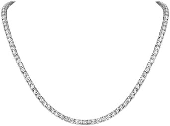 Belacqua 2 Carat Round Lab Grown Diamond Tennis Necklaces in Sterling Silver, Chain Length 16.5 I... | Amazon (US)