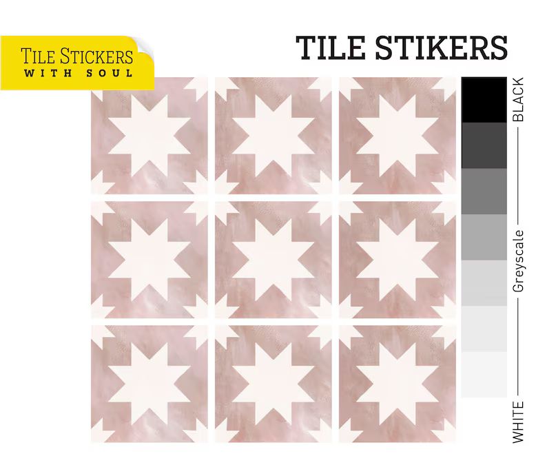 Pradena Pink Terracota, Tile Stickers for Wall Floor, Painted Cemente Effect, Backsplash Tile Fir... | Etsy (US)