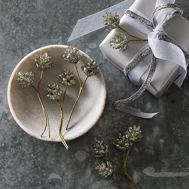 Mini Glitter Fir Cone decorations – Set of 10 | The White Company (UK)