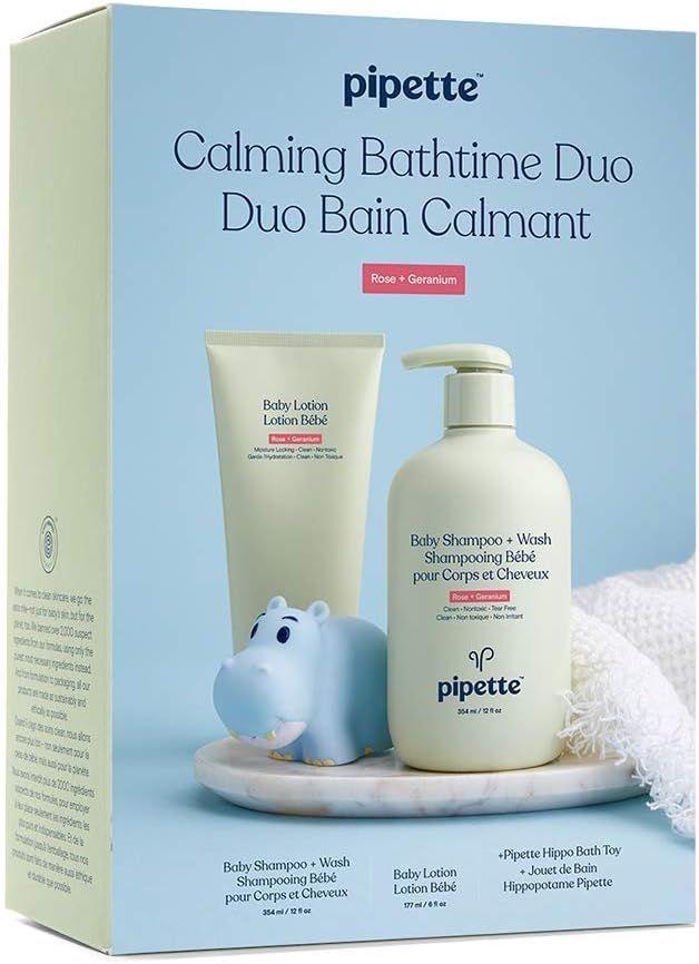 Pipette Calming Bathtime Duo - Wash Tear-Free and Moisturize Set with Renewable Plant-Derived Squ... | Amazon (US)