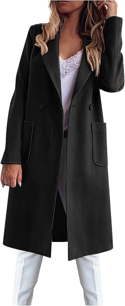 Women's Winter Jackets Autumn and Long-Sleeved Shirt Collar Plaid Long Tweed Jacket Shacket with ... | Amazon (US)