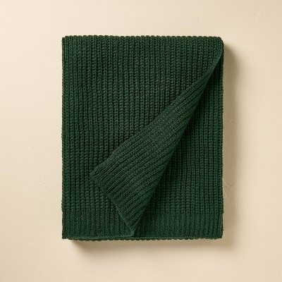 Chunky Sweater Knit Throw Blanket Dark Green - Hearth & Hand™ with Magnolia | Target