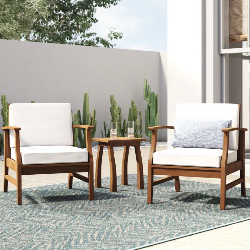 Bevelyn Solid Wood 2 - Person Seating Group with Cushions | Wayfair North America