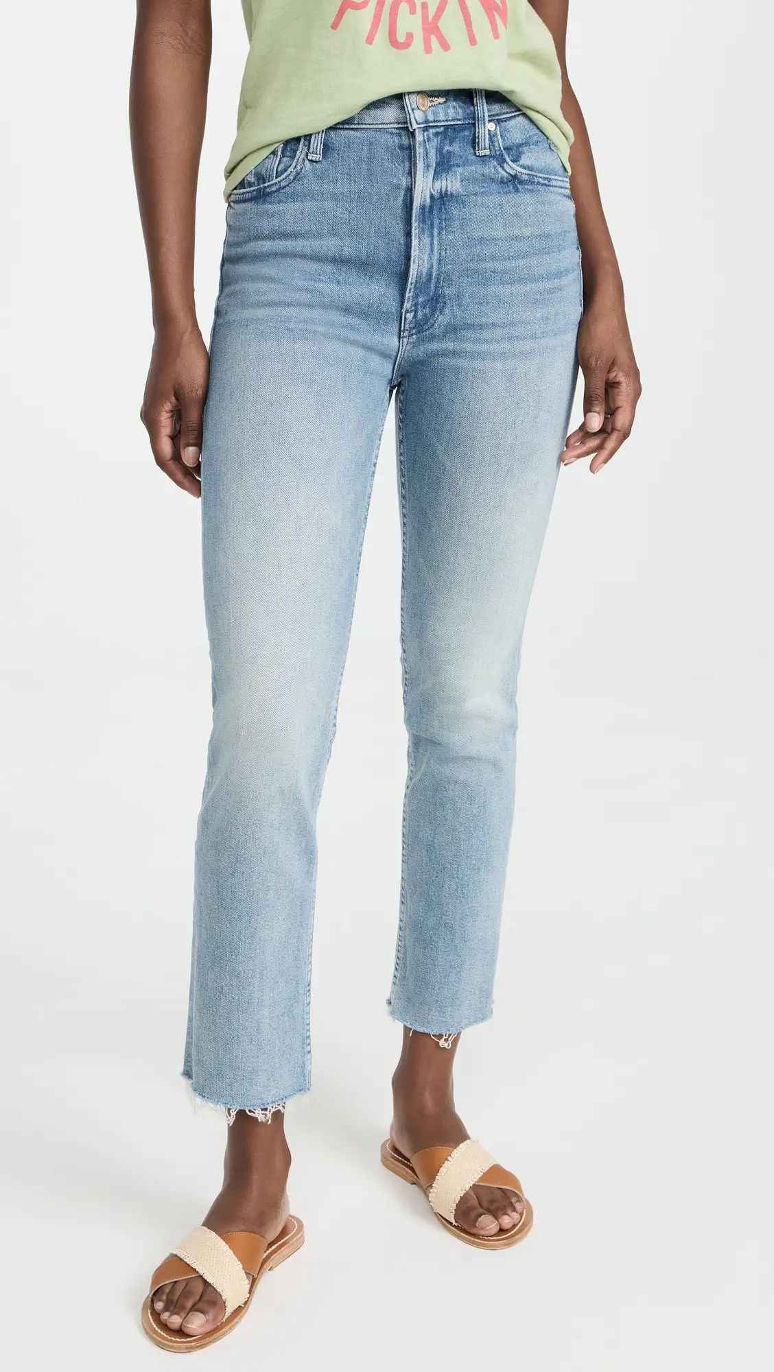 MOTHER High Waisted Rider Ankle Fray Jeans | Shopbop | Shopbop