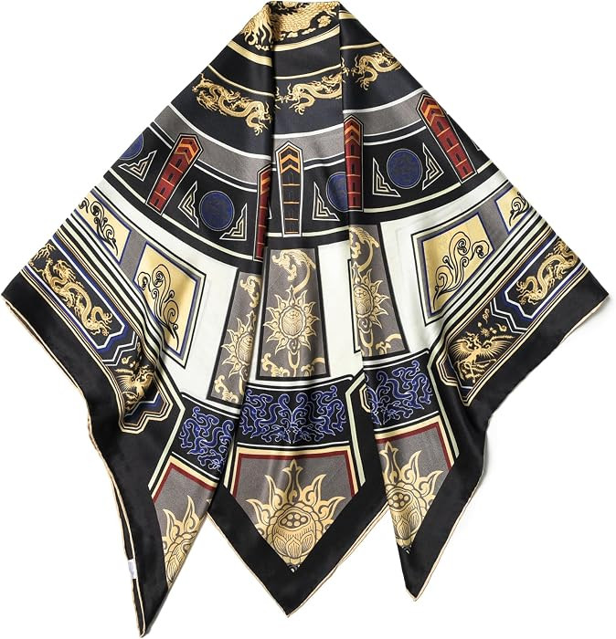 100% Mulberry Silk 43" Large Square Shawls, Oversized Headband, Gift Packed | Amazon (US)