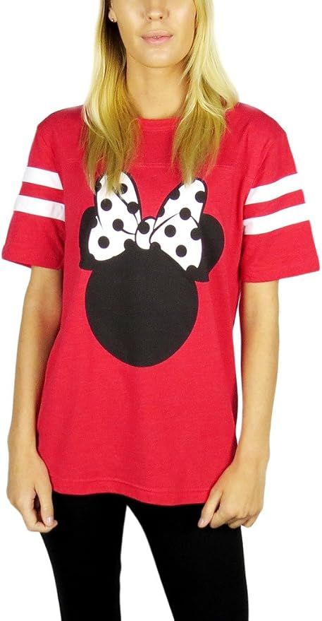 Disney Womens Minnie Mouse Varsity Football Tee Red | Amazon (US)