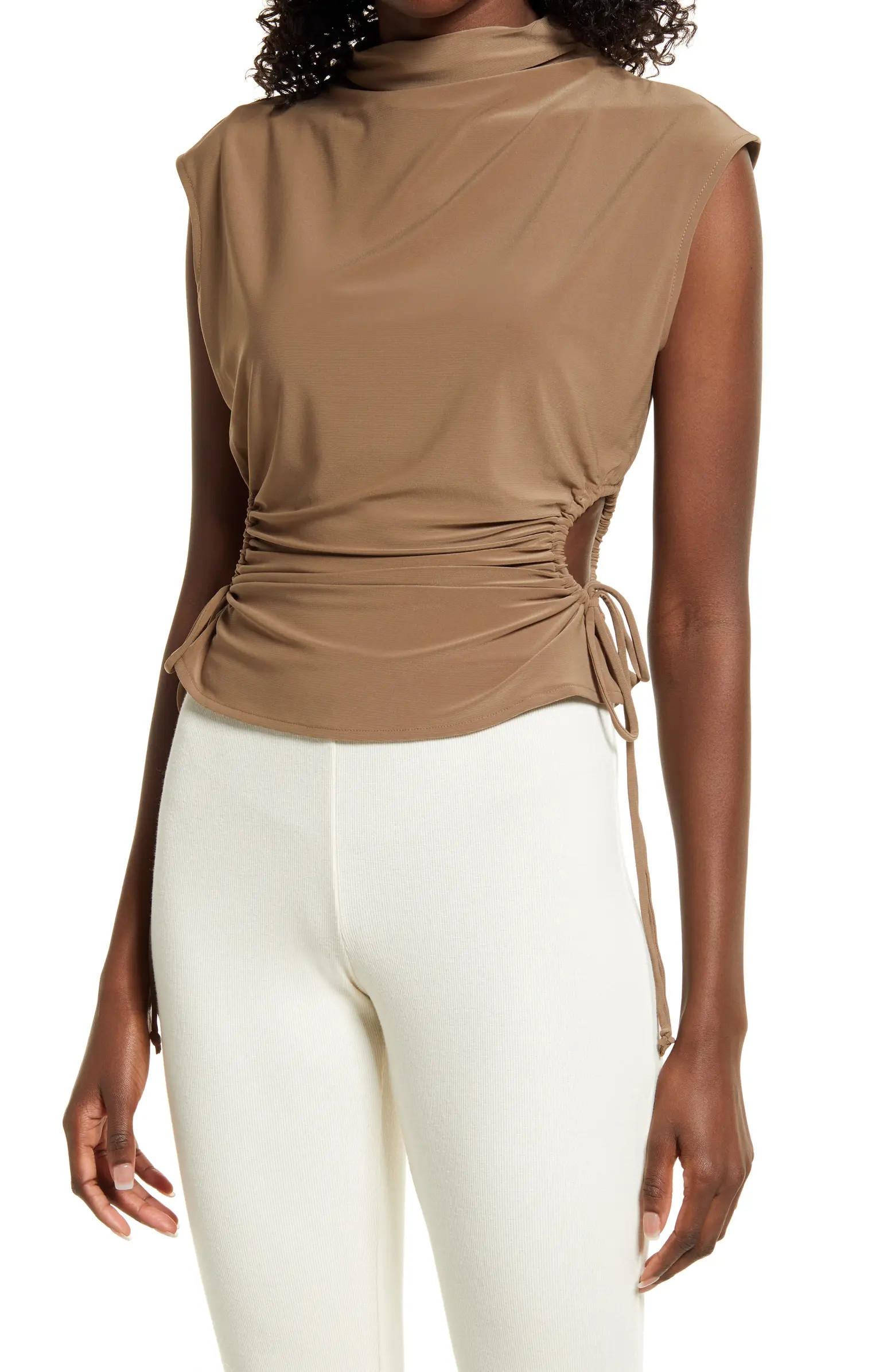 Ruched Cutout Mock Neck Top | Nordstrom