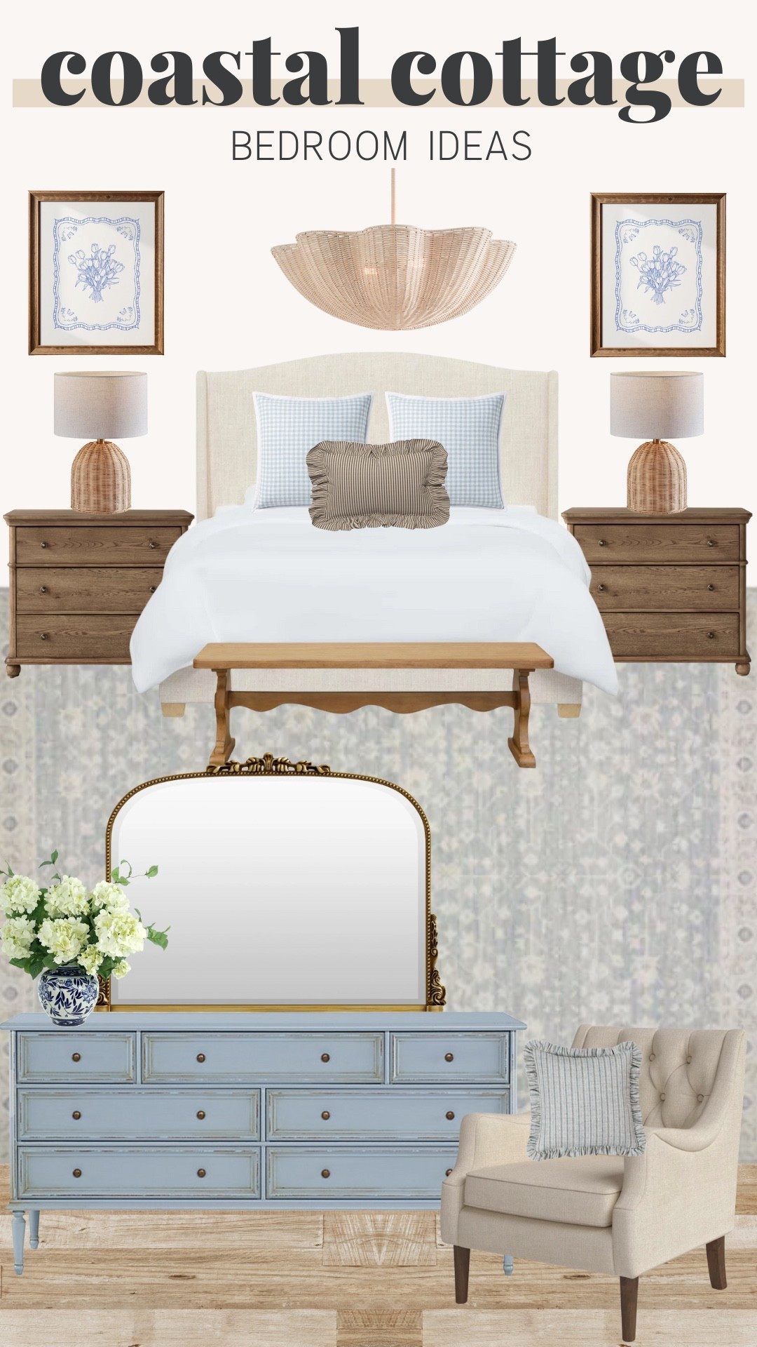 Coastal cottage bedroom ideas! 


Nightstand, bench, bedding, wall art, dresser, lighting, chandelier, rug, accent chair, arrangements 

#LTKHome #LTKTravel #LTKStyleTip