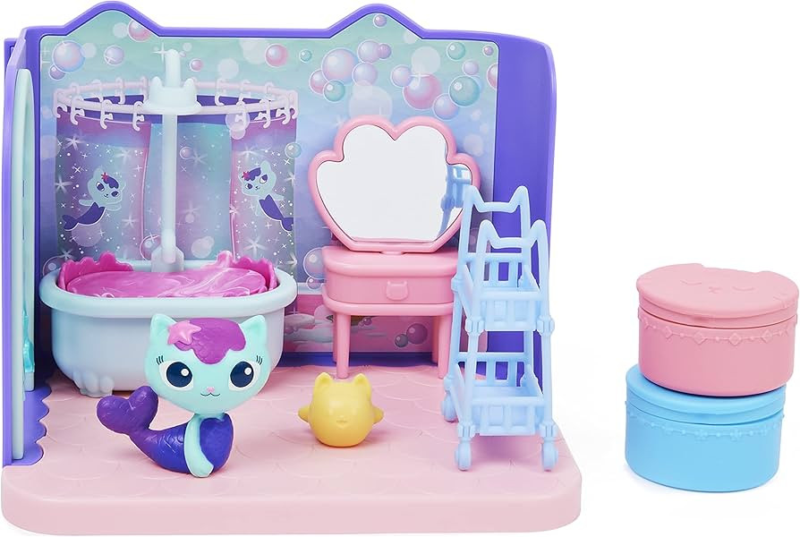Gabby's Dollhouse, Primp and Pamper Bathroom with Mercat Figure, 3 Accessories, 3 Furniture and 2... | Amazon (US)