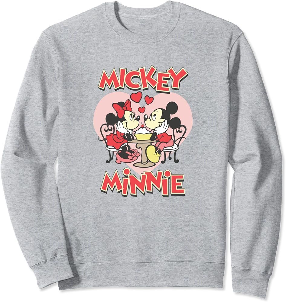 Disney Mickey Valentine's Day Mickey & Minnie Hearts Sweatshirt | Amazon (US)