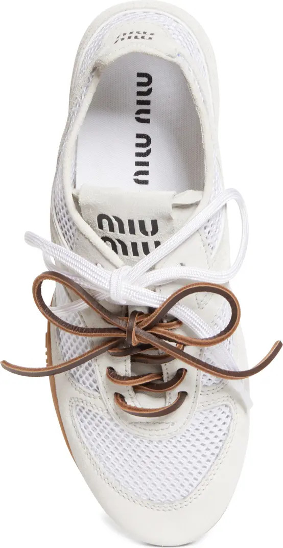 Miu Miu Gymnasium Mixed Media Low Top Sneaker (Women) | Nordstrom | Nordstrom
